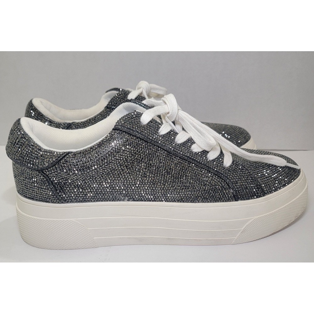 Jessica Simpson Cherello Platform Sneakers Silver‎ Metallic Bling Women Sz 9.5 M